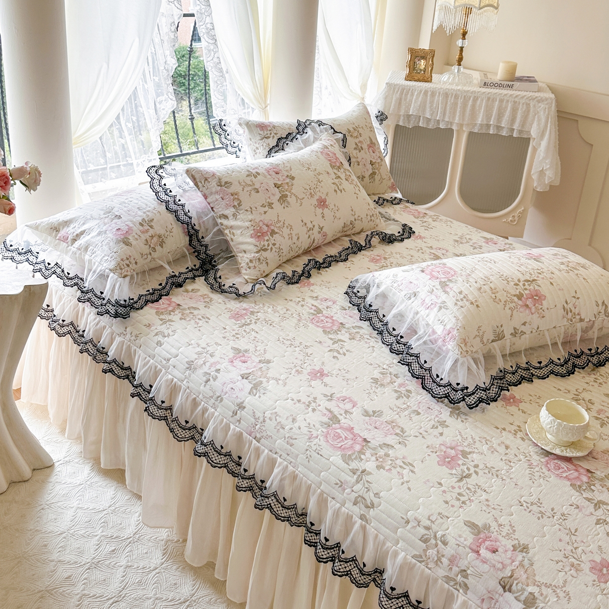 91家纺网 家纺一手货源 找家纺 恋尚 2026春夏新款全棉纯棉印花单床裙床裙单件控价床裙135起床裙三件170起 花蔓日记