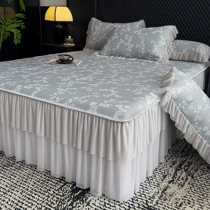 91家纺网 家纺一手货源 找家纺 （总）家之硕家纺 2026春夏新款凉感提花床裙款凉席席子