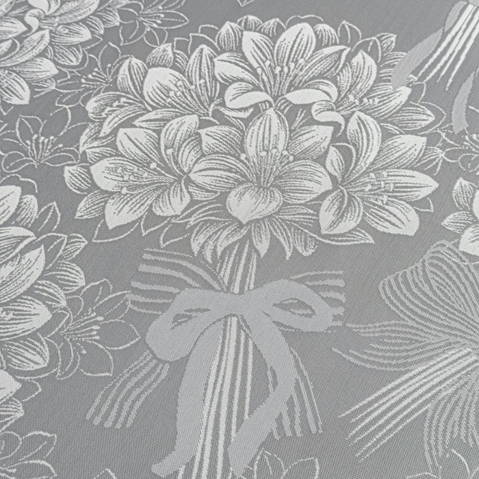 91家纺网 家纺一手货源 找家纺 家之硕家纺 2026春夏新款凉感提花床裙款凉席席子 百合捧花--浅灰