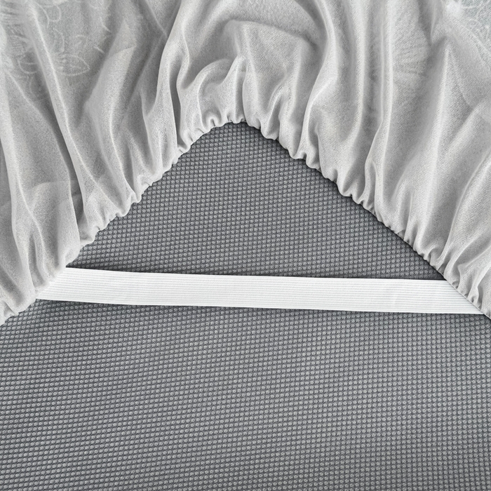 91家纺网 家纺一手货源 找家纺 家之硕家纺 2026春夏新款凉感提花床裙款凉席席子 百合捧花--浅灰