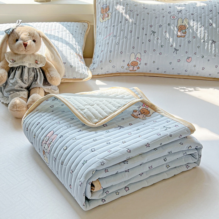 卡普家居 2026新款A类锦氨凉感印花单床盖凉席 萌兔星愿