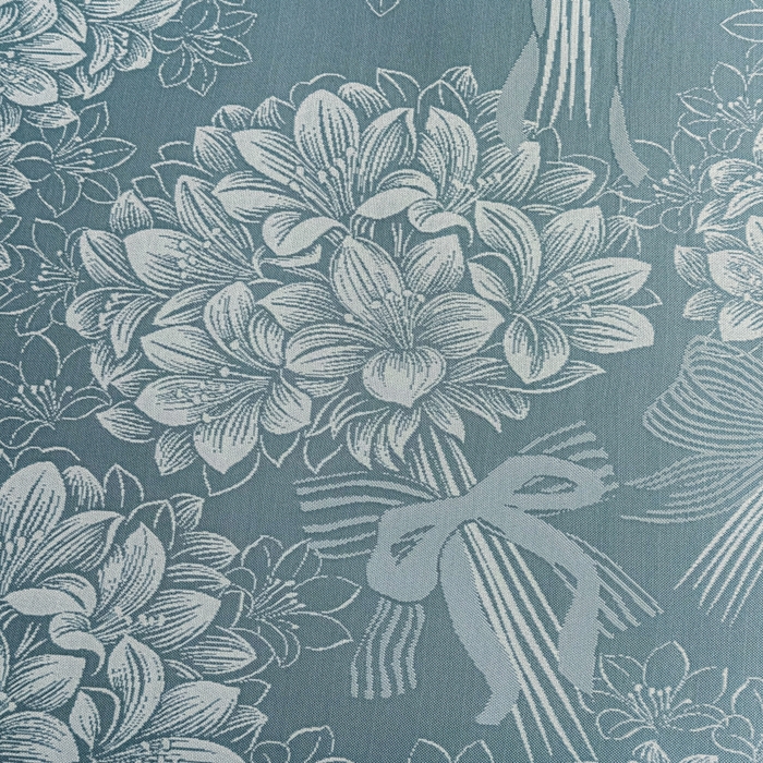 91家纺网 家纺一手货源 找家纺 家之硕家纺 2026春夏新款凉感提花床裙款凉席席子 百合捧花--深蓝