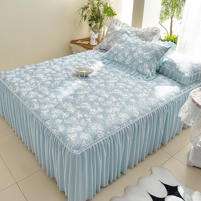 （总）绘萱家居 2026新款PE提花冰凉豆豆床裙款凉席席子凉席