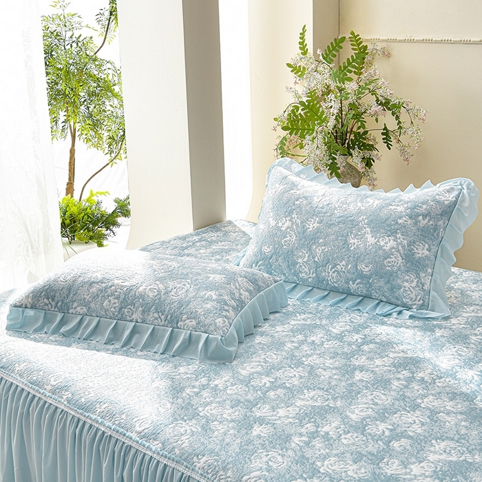 91家纺网 家纺一手货源 找家纺 （总）绘萱家居 2026新款PE提花冰凉豆豆床裙款凉席席子凉席