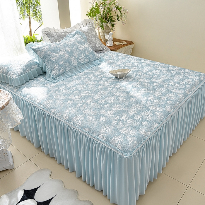 91家纺网 家纺一手货源 找家纺 （总）绘萱家居 2026新款PE提花冰凉豆豆床裙款凉席席子凉席