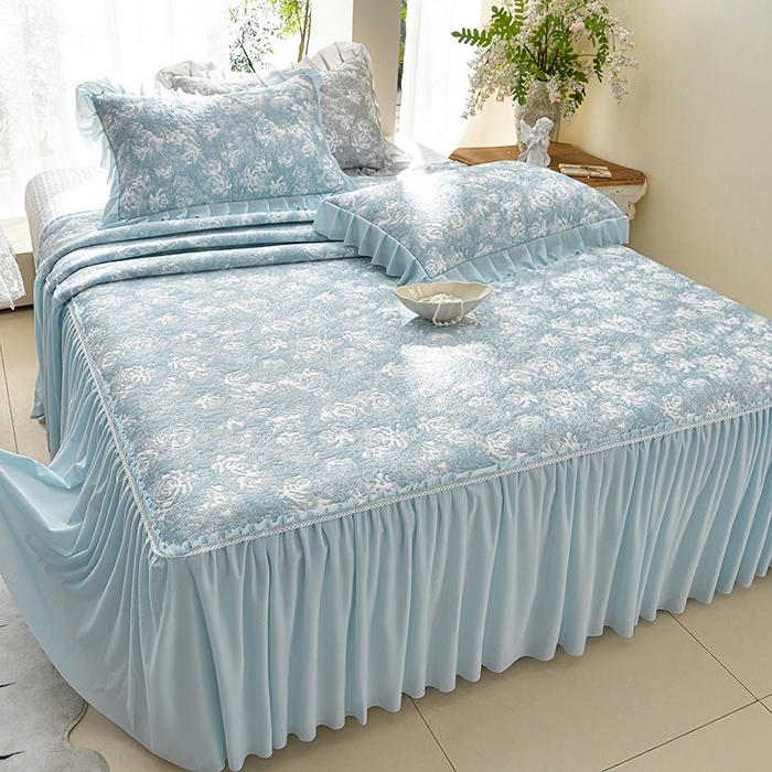 91家纺网 家纺一手货源 找家纺 （总）绘萱家居 2026新款PE提花冰凉豆豆床裙款凉席席子凉席