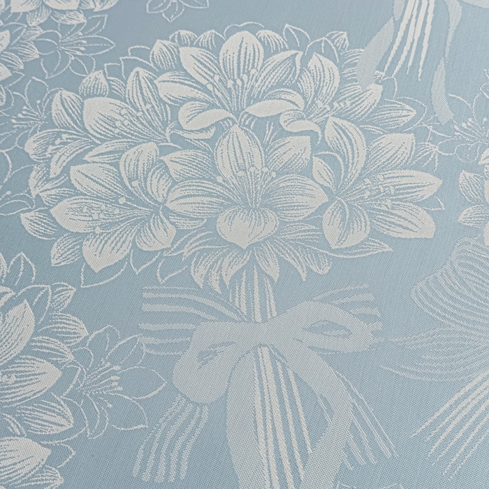 91家纺网 家纺一手货源 找家纺 家之硕家纺 2026春夏新款凉感提花床裙款凉席席子 百合捧花--天蓝