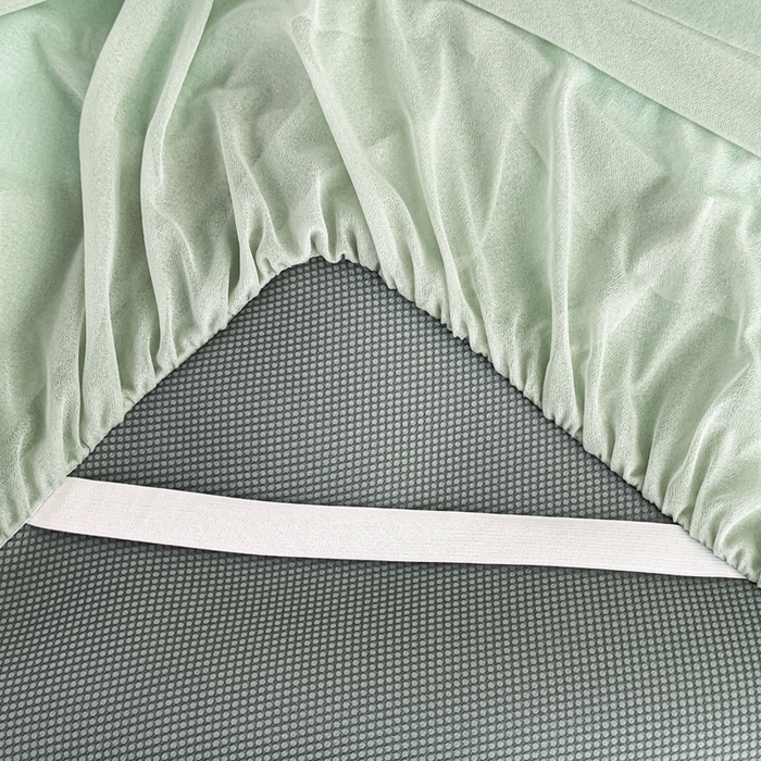 91家纺网 家纺一手货源 找家纺 家之硕家纺 2026春夏新款凉感提花床裙款凉席席子 蔷薇玫瑰--绿