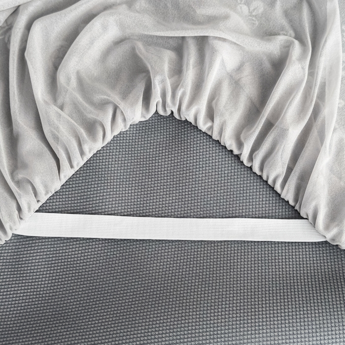 91家纺网 家纺一手货源 找家纺 家之硕家纺 2026春夏新款凉感提花床裙款凉席席子 蔷薇玫瑰--深灰