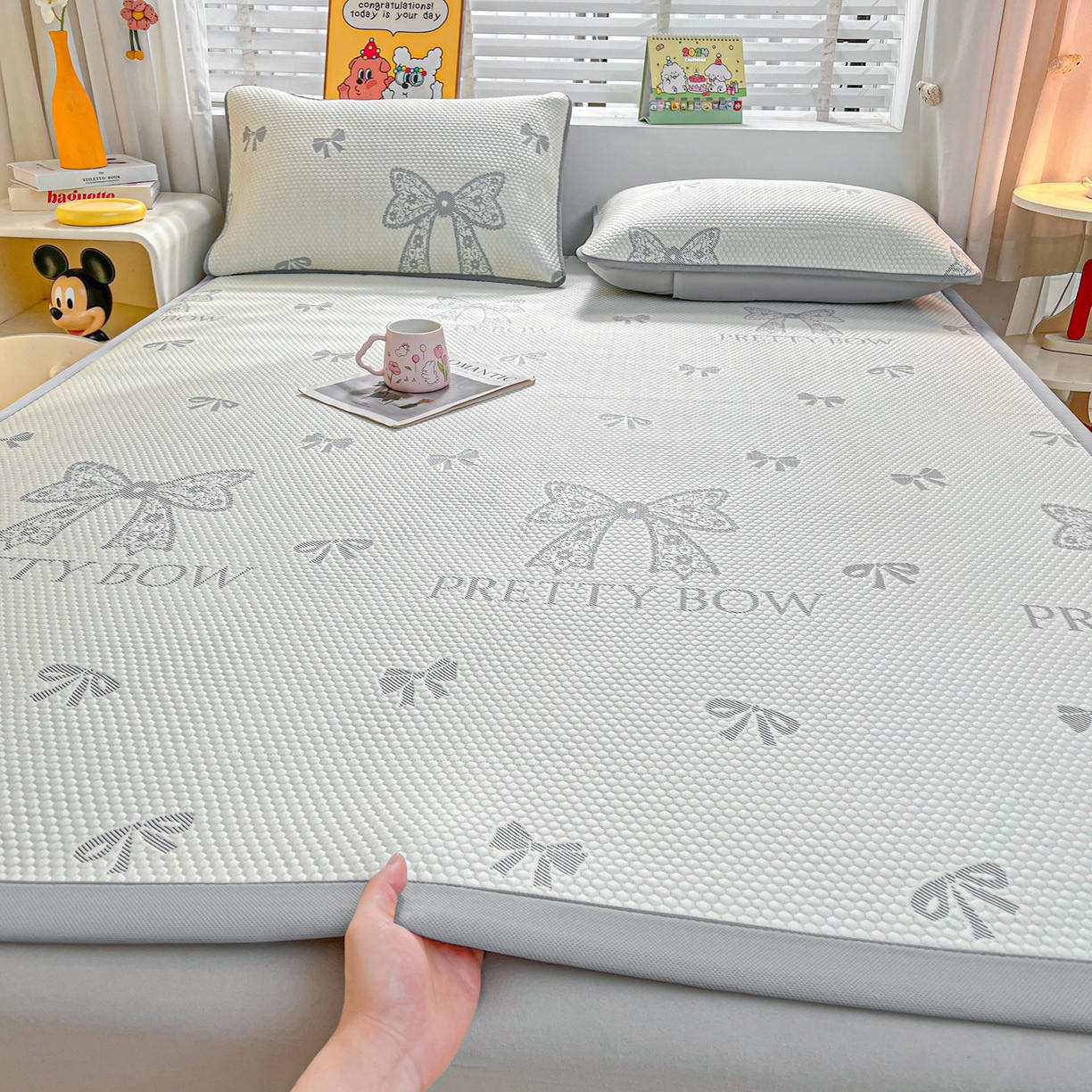 91家纺网 家纺一手货源 找家纺 （总）爱思凯家纺 2026新款A类凉感冰豆豆宿舍凉席席子凉席-灵萌-成人款