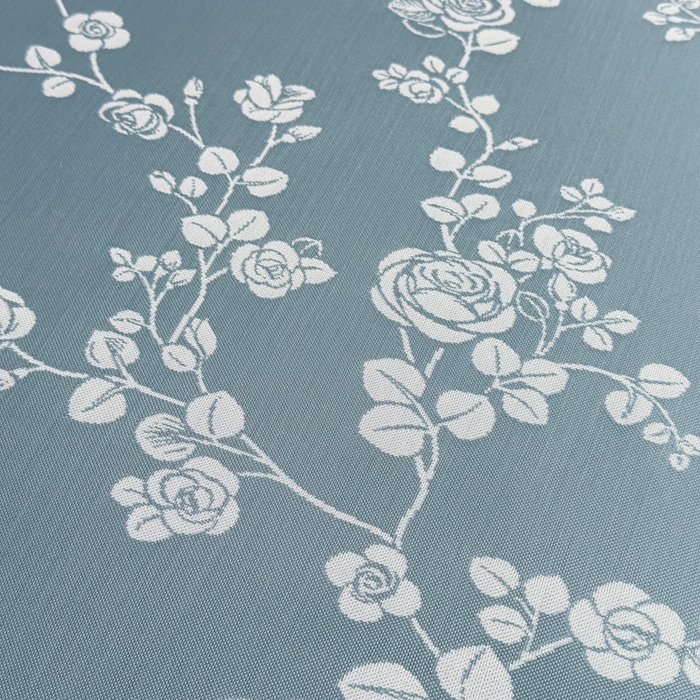 91家纺网 家纺一手货源 找家纺 家之硕家纺 2026春夏新款凉感提花床裙款凉席席子 蔷薇玫瑰--深蓝