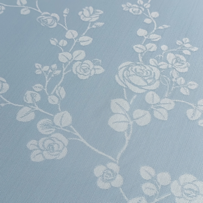 91家纺网 家纺一手货源 找家纺 家之硕家纺 2026春夏新款凉感提花床裙款凉席席子 蔷薇玫瑰--天蓝