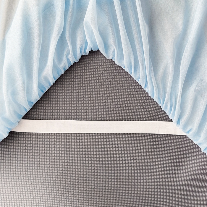 91家纺网 家纺一手货源 找家纺 家之硕家纺 2026春夏新款凉感提花床裙款凉席席子 蔷薇玫瑰--天蓝