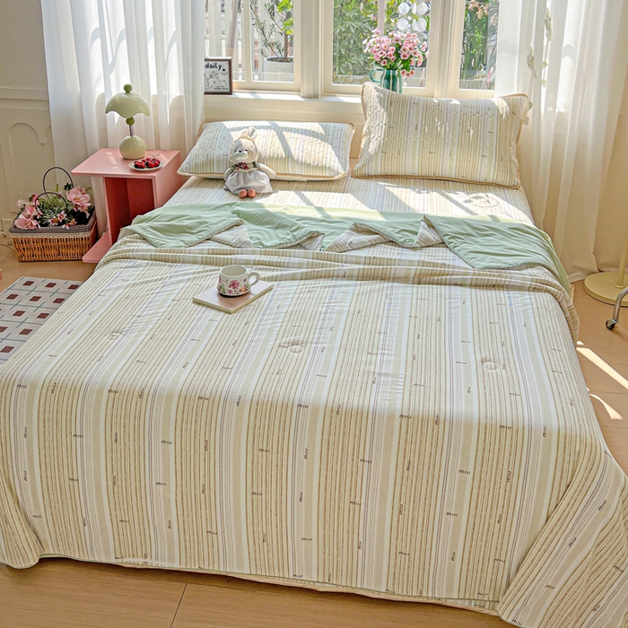 91家纺网 家纺一手货源 找家纺 卡普家居 2026新款A类锦氨凉感印花单床盖凉席 抹茶序曲