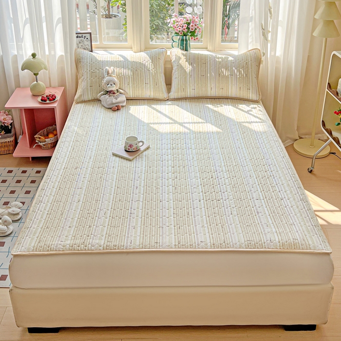 91家纺网 家纺一手货源 找家纺 卡普家居 2026新款A类锦氨凉感印花单床盖凉席 抹茶序曲