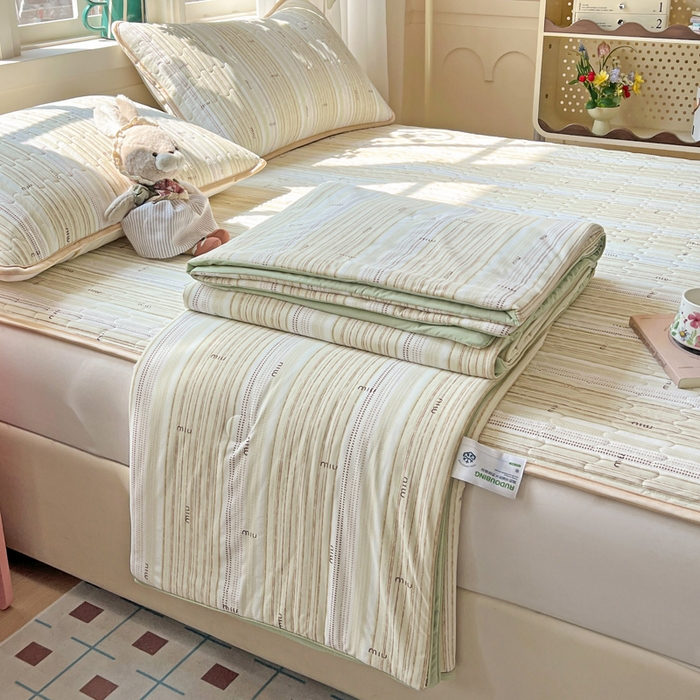 91家纺网 家纺一手货源 找家纺 卡普家居 2026新款A类锦氨凉感印花单床盖凉席 抹茶序曲