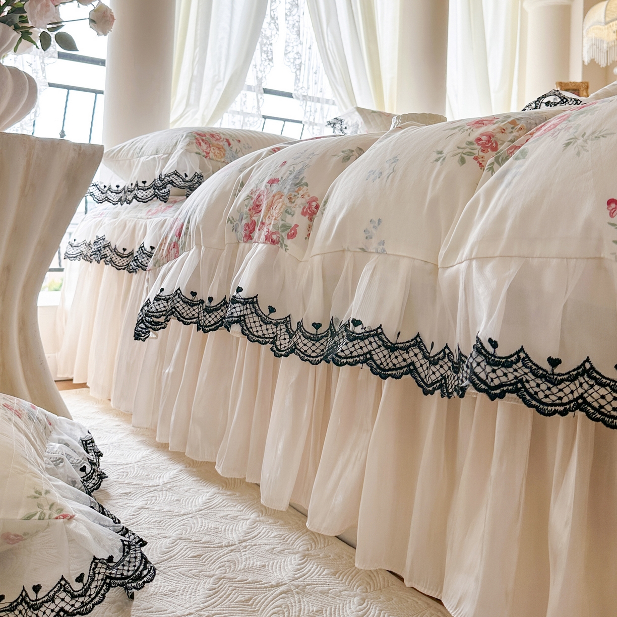 91家纺网 家纺一手货源 找家纺 恋尚 2026春夏新款全棉纯棉印花床裙四件套 床裙四件控价270起 露梦花舍