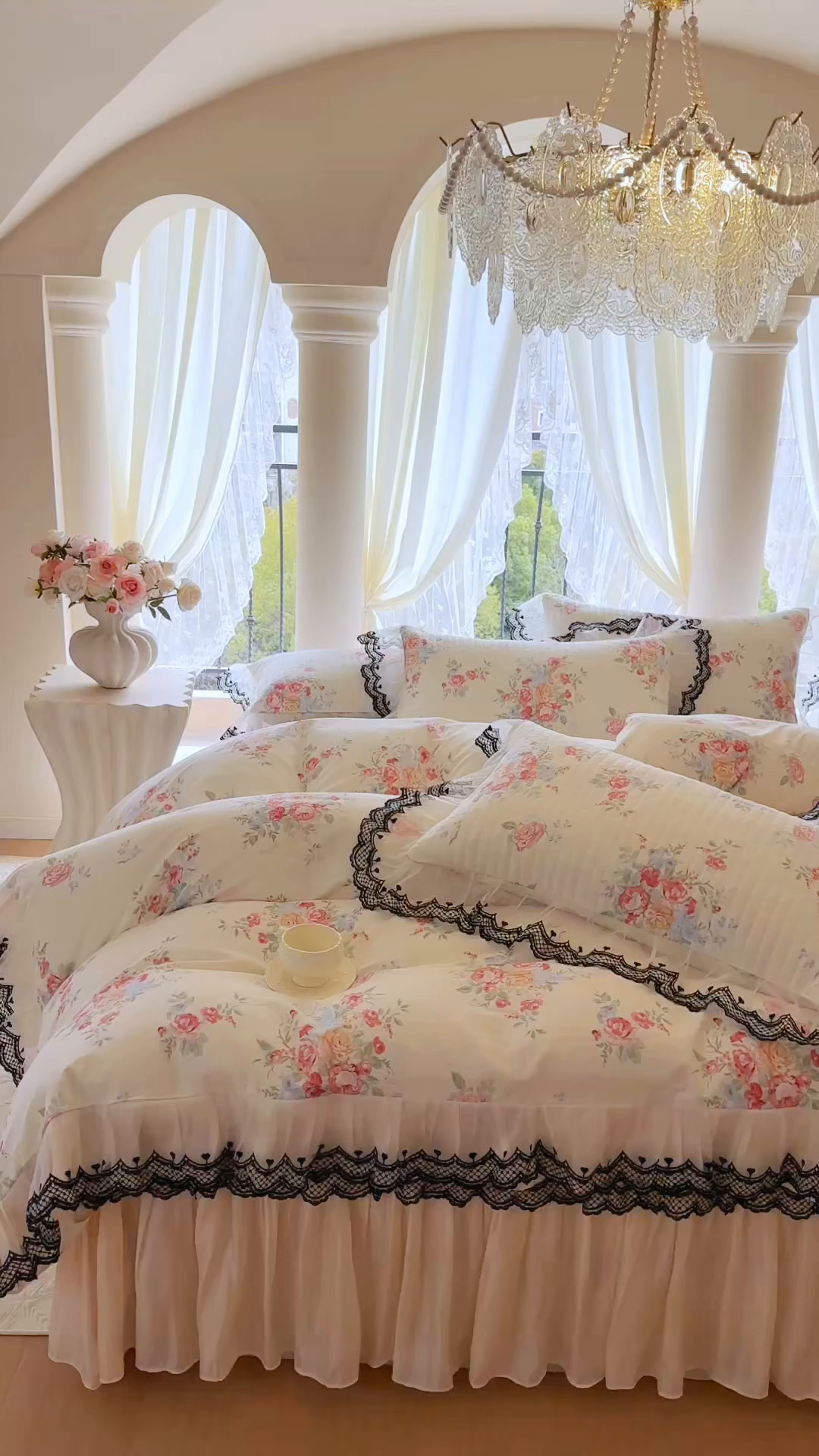 91家纺网 家纺一手货源 找家纺 恋尚 2026春夏新款全棉纯棉印花床裙四件套 床裙四件控价270起 露梦花舍