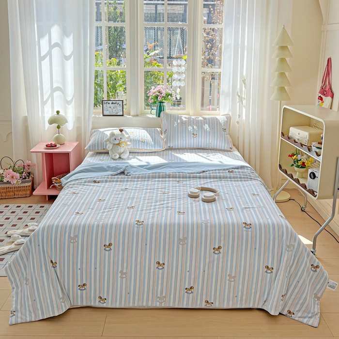 91家纺网 家纺一手货源 找家纺 卡普家居 2026新款A类锦氨凉感印花单床盖凉席 木马童话