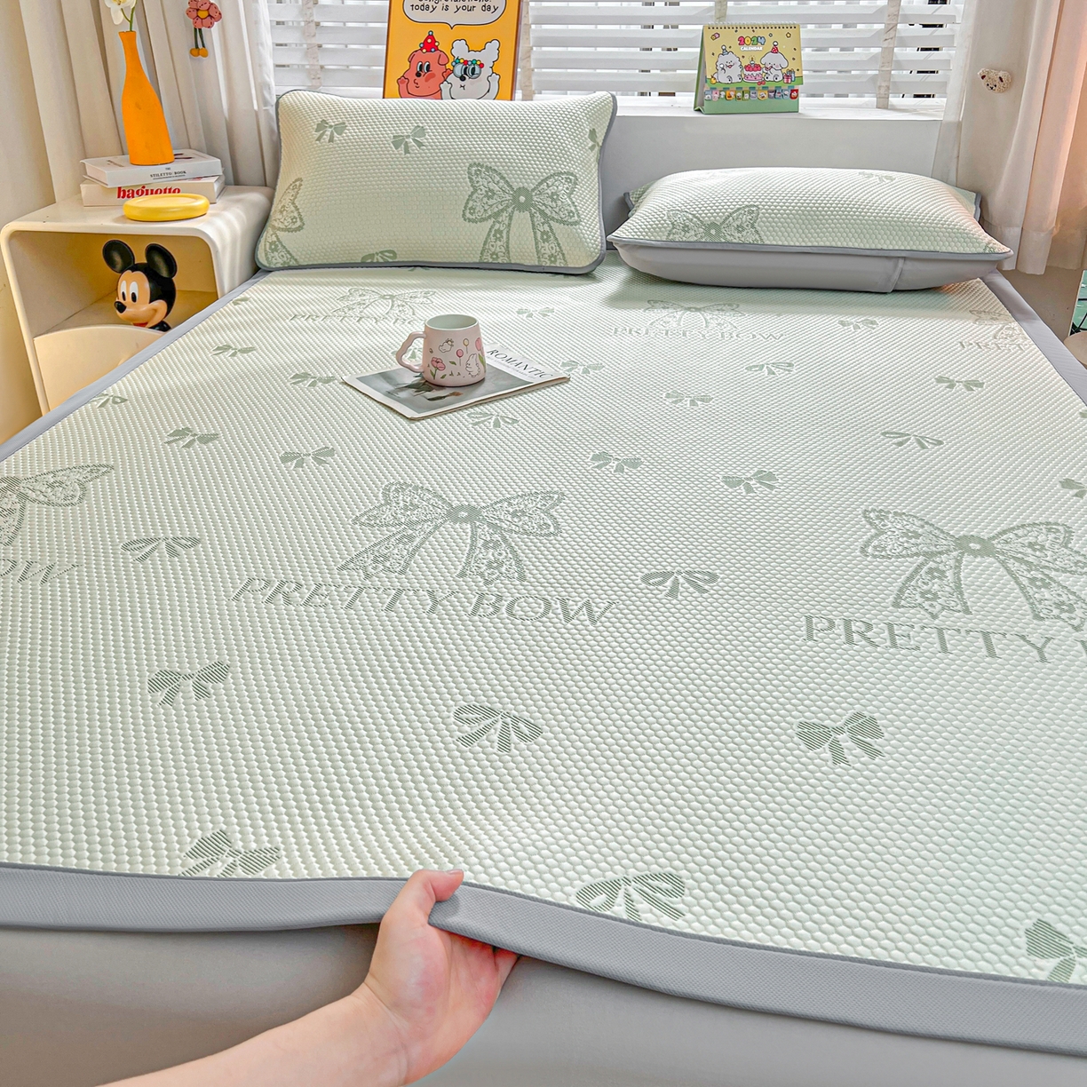 91家纺网 家纺一手货源 找家纺 （总）爱思凯家纺 2026新款A类凉感冰豆豆宿舍凉席席子凉席-灵萌-成人款