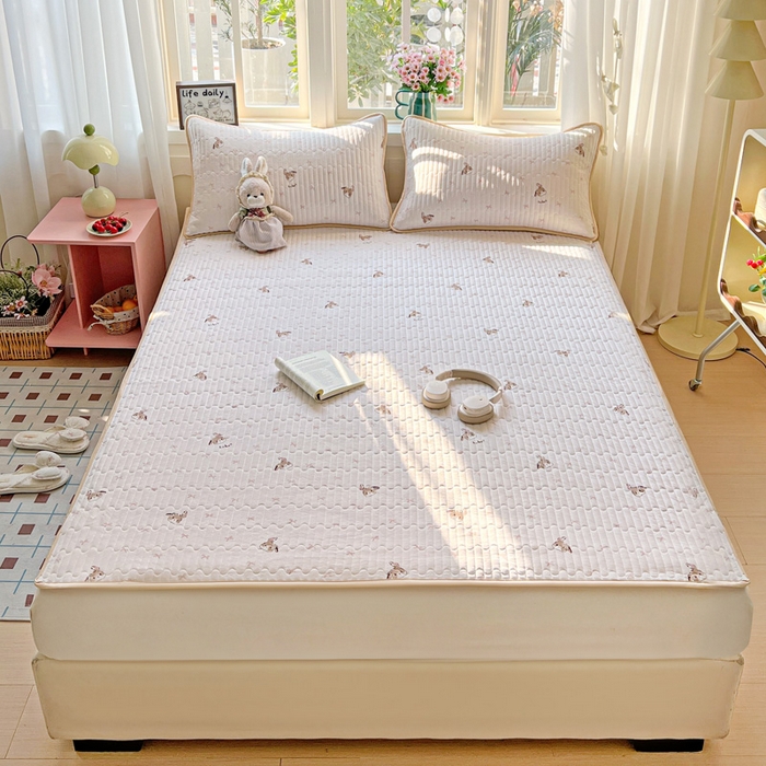 91家纺网 家纺一手货源 找家纺 卡普家居 2026新款A类锦氨凉感印花单床盖凉席 奶粉修勾