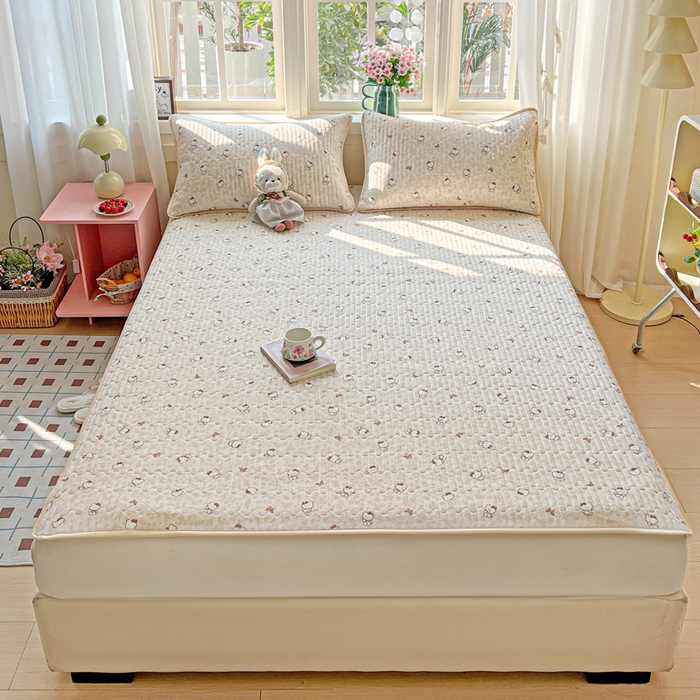 91家纺网 家纺一手货源 找家纺 卡普家居 2026新款A类锦氨凉感印花单床盖凉席 奶盖Kitty