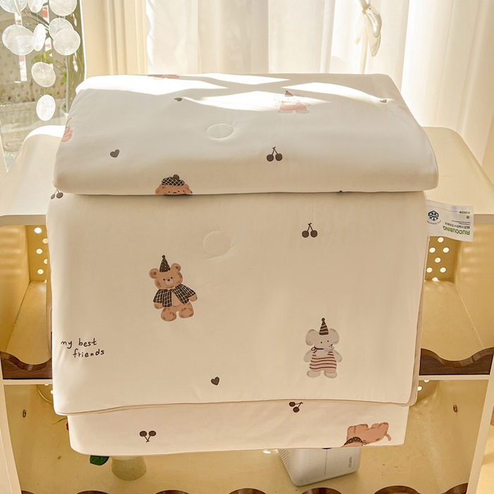 91家纺网 家纺一手货源 找家纺 卡普家居 2026新款A类锦氨凉感印花单床盖凉席 奶咖萌宠