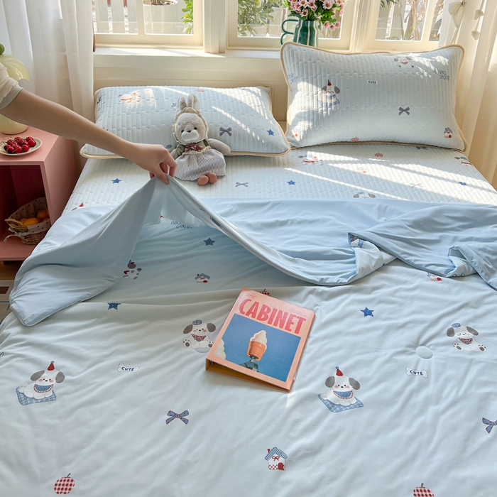 91家纺网 家纺一手货源 找家纺 卡普家居 2026新款A类锦氨凉感印花单床盖凉席 帕恰狗