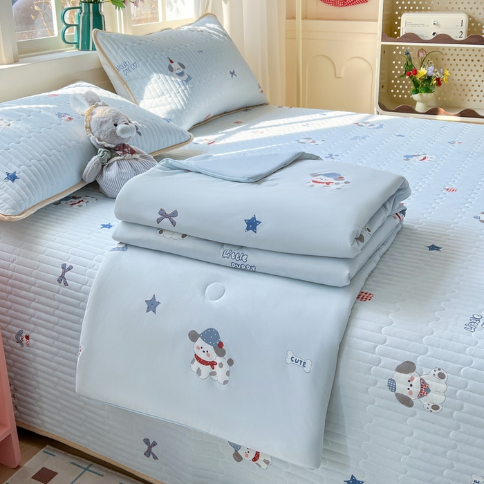 91家纺网 家纺一手货源 找家纺 卡普家居 2026新款A类锦氨凉感印花单床盖凉席 帕恰狗