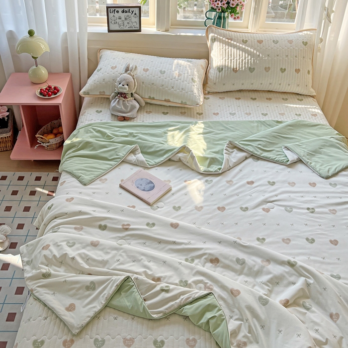 91家纺网 家纺一手货源 找家纺 卡普家居 2026新款A类锦氨凉感印花单床盖凉席 青提奶冻