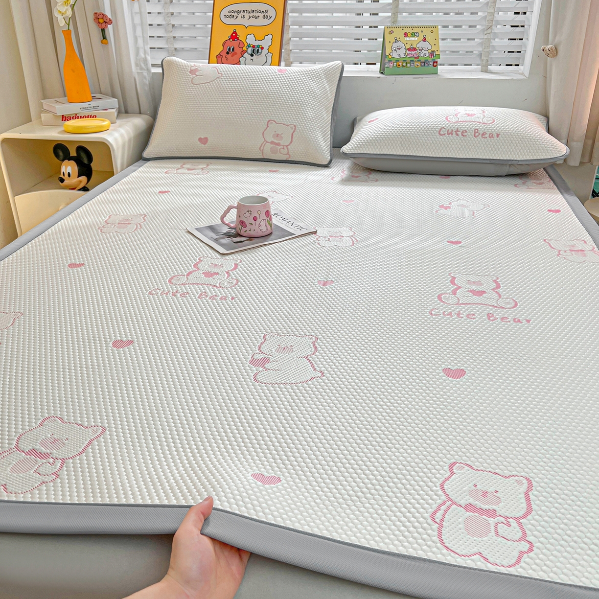 91家纺网 家纺一手货源 找家纺 （总）爱思凯家纺 2026新款A类凉感冰豆豆宿舍凉席席子凉席-灵萌-成人款