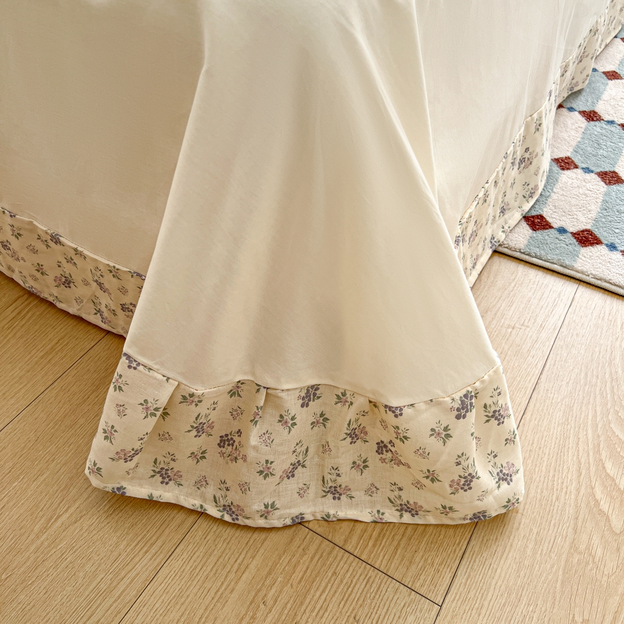 91家纺网 家纺一手货源 找家纺 耀悦家纺 2026新款全棉纯棉双层纱花边四件套a类新中式小清新床笠枕套被套 浅夏紫鸢