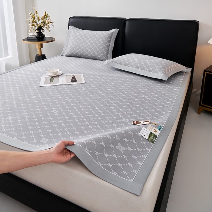 91家纺网 家纺一手货源 找家纺 （总）小牛席业 2026春夏新款轻奢菱格提花冰丝席凉席席子空调软席