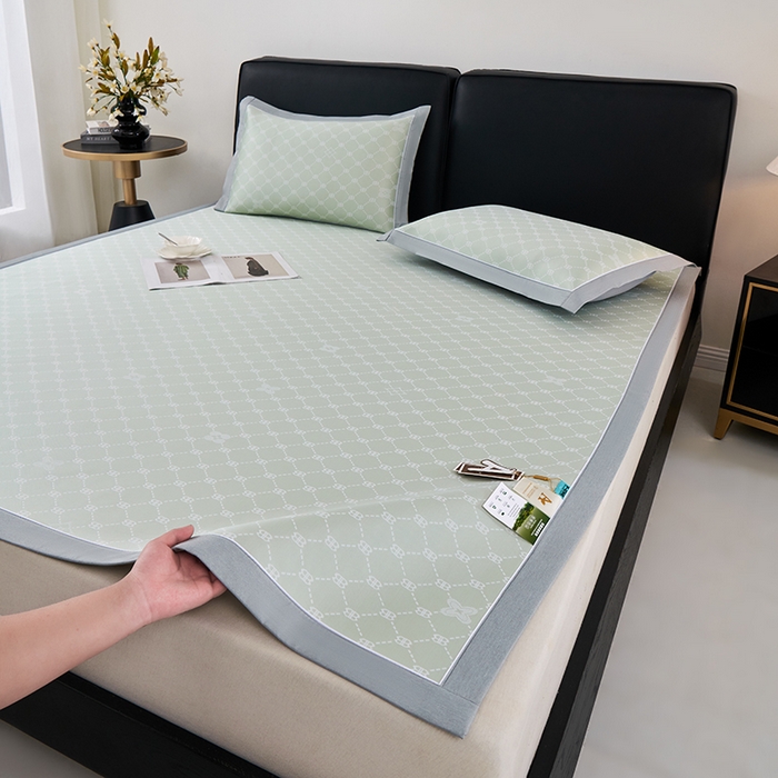 小牛席业 2026春夏新款轻奢菱格提花冰丝席凉席席子空调软席 抹茶