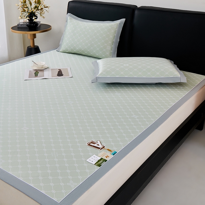 91家纺网 家纺一手货源 找家纺 小牛席业 2026春夏新款轻奢菱格提花冰丝席凉席席子空调软席 抹茶