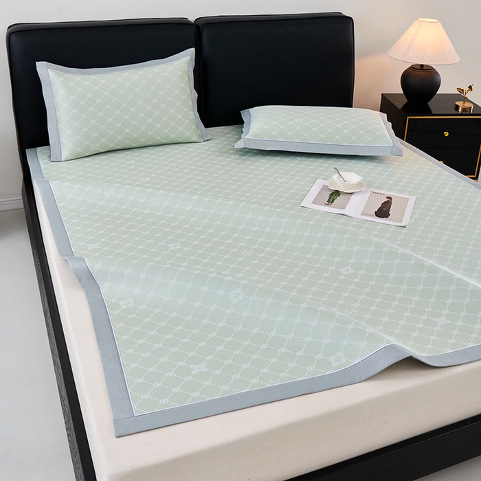 91家纺网 家纺一手货源 找家纺 小牛席业 2026春夏新款轻奢菱格提花冰丝席凉席席子空调软席 抹茶