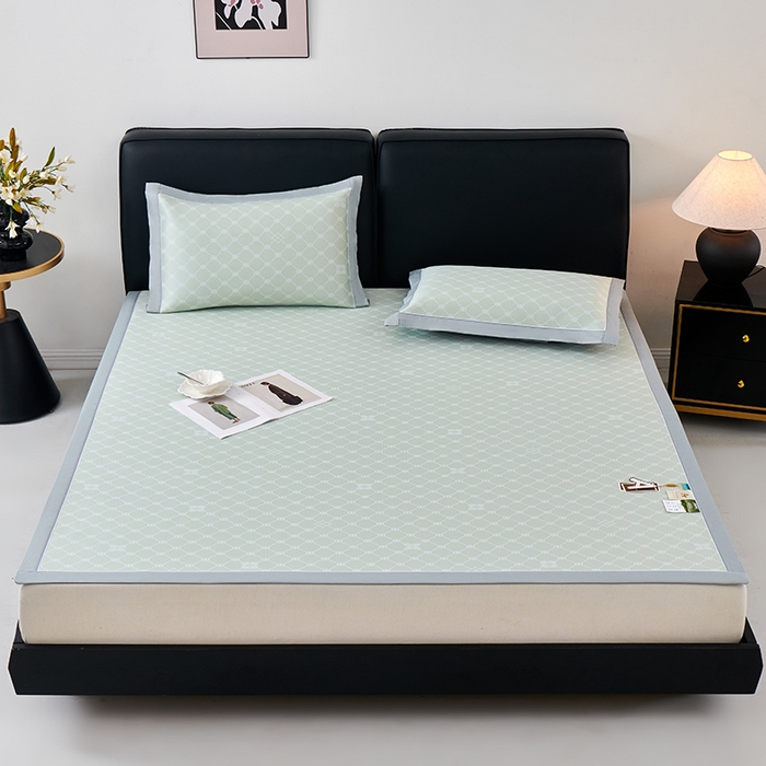 91家纺网 家纺一手货源 找家纺 小牛席业 2026春夏新款轻奢菱格提花冰丝席凉席席子空调软席 抹茶