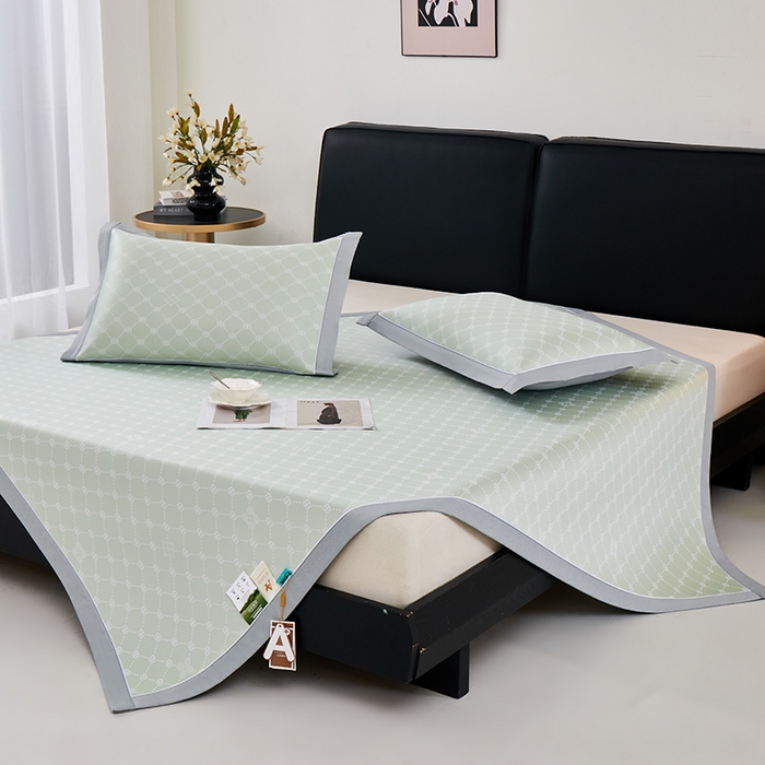 91家纺网 家纺一手货源 找家纺 小牛席业 2026春夏新款轻奢菱格提花冰丝席凉席席子空调软席 抹茶