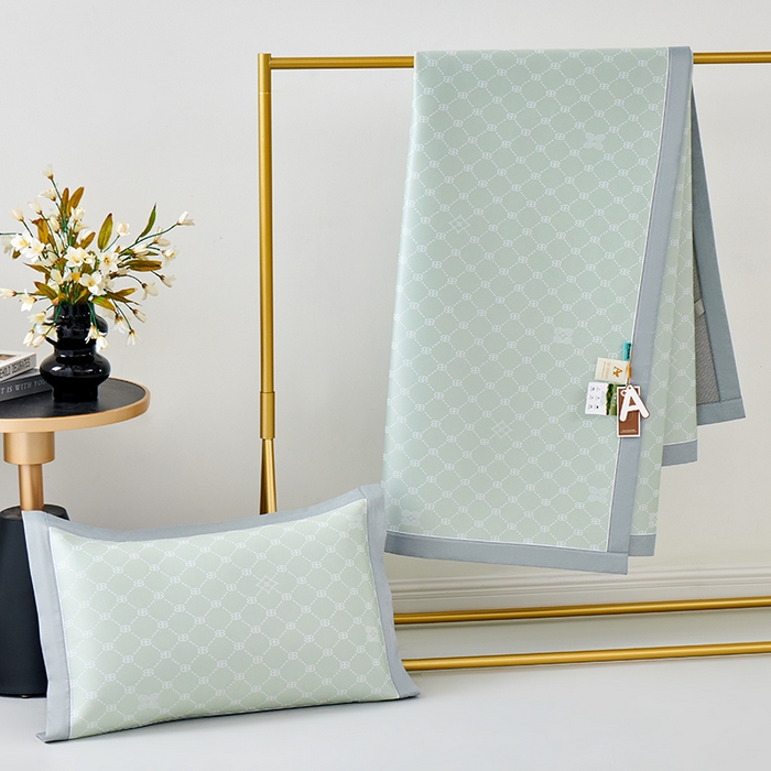 91家纺网 家纺一手货源 找家纺 小牛席业 2026春夏新款轻奢菱格提花冰丝席凉席席子空调软席 抹茶