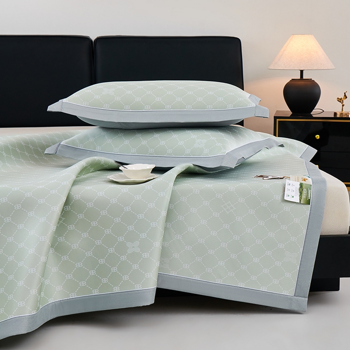 91家纺网 家纺一手货源 找家纺 小牛席业 2026春夏新款轻奢菱格提花冰丝席凉席席子空调软席 抹茶