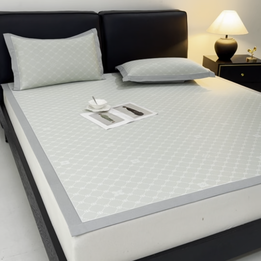 91家纺网 家纺一手货源 找家纺 小牛席业 2026春夏新款轻奢菱格提花冰丝席凉席席子空调软席 抹茶