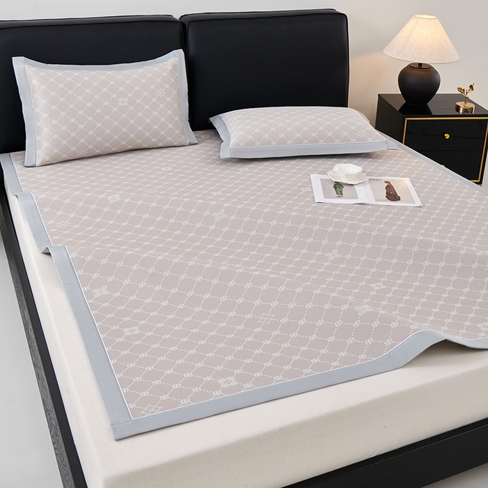 91家纺网 家纺一手货源 找家纺 小牛席业 2026春夏新款轻奢菱格提花冰丝席凉席席子空调软席 香槟