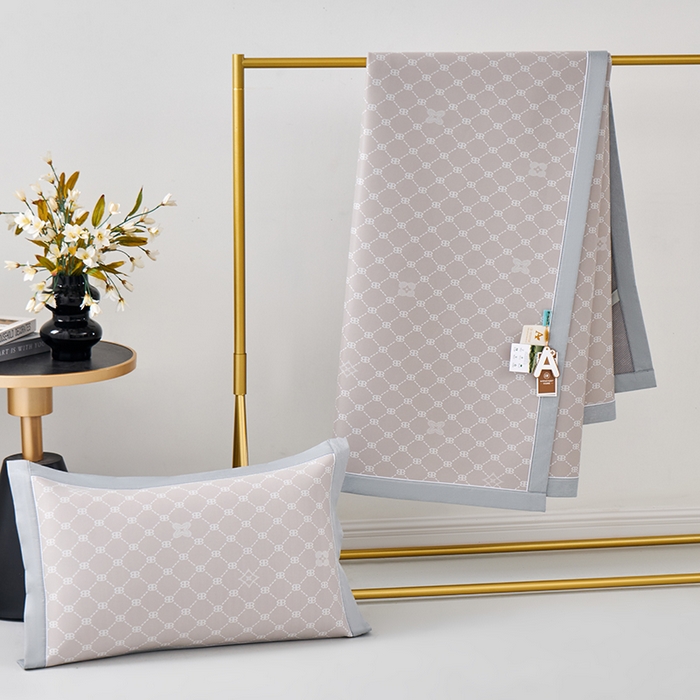 91家纺网 家纺一手货源 找家纺 小牛席业 2026春夏新款轻奢菱格提花冰丝席凉席席子空调软席 香槟