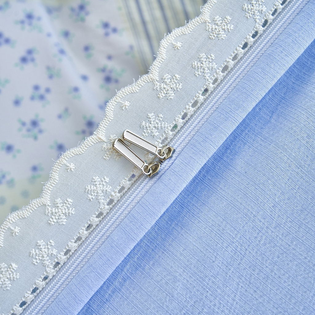 91家纺网 家纺一手货源 找家纺 钰锦珀家纺 2026春夏新款云感皱皱纱镂空花边三件套四件套 半亩花园