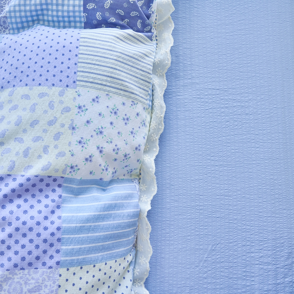 91家纺网 家纺一手货源 找家纺 钰锦珀家纺 2026春夏新款云感皱皱纱镂空花边三件套四件套 半亩花园