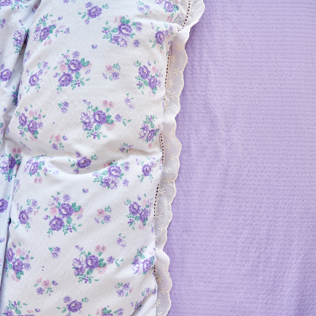 91家纺网 家纺一手货源 找家纺 钰锦珀家纺 2026春夏新款云感皱皱纱镂空花边三件套四件套 春晓