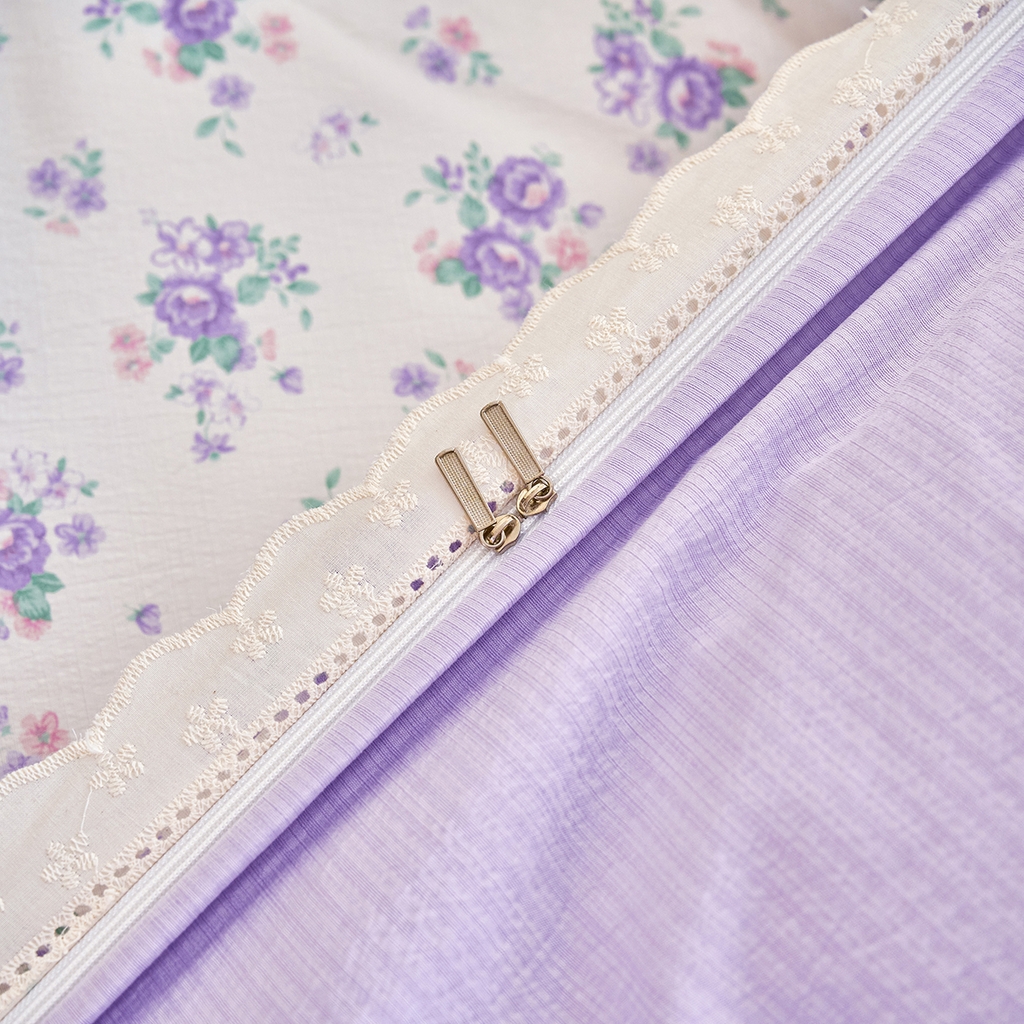 91家纺网 家纺一手货源 找家纺 钰锦珀家纺 2026春夏新款云感皱皱纱镂空花边三件套四件套 春晓