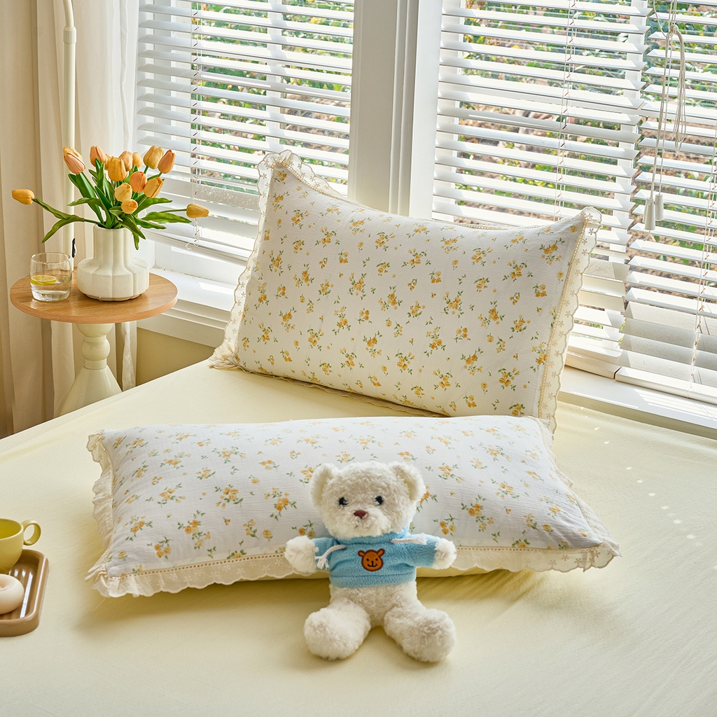 91家纺网 家纺一手货源 找家纺 钰锦珀家纺 2026春夏新款云感皱皱纱镂空花边三件套四件套 梨花落