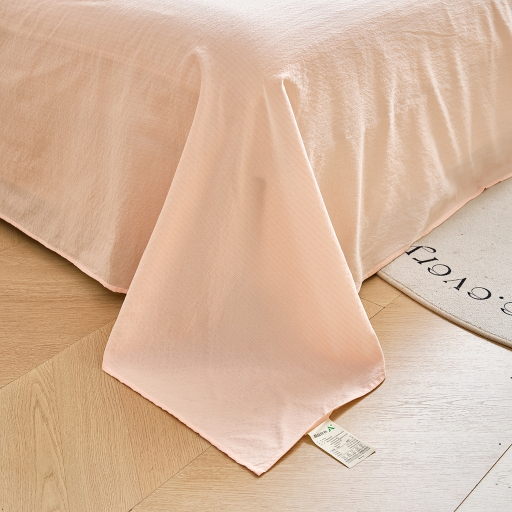 91家纺网 家纺一手货源 找家纺 钰锦珀家纺 2026春夏新款云感皱皱纱镂空花边三件套四件套 奶油蘑菇