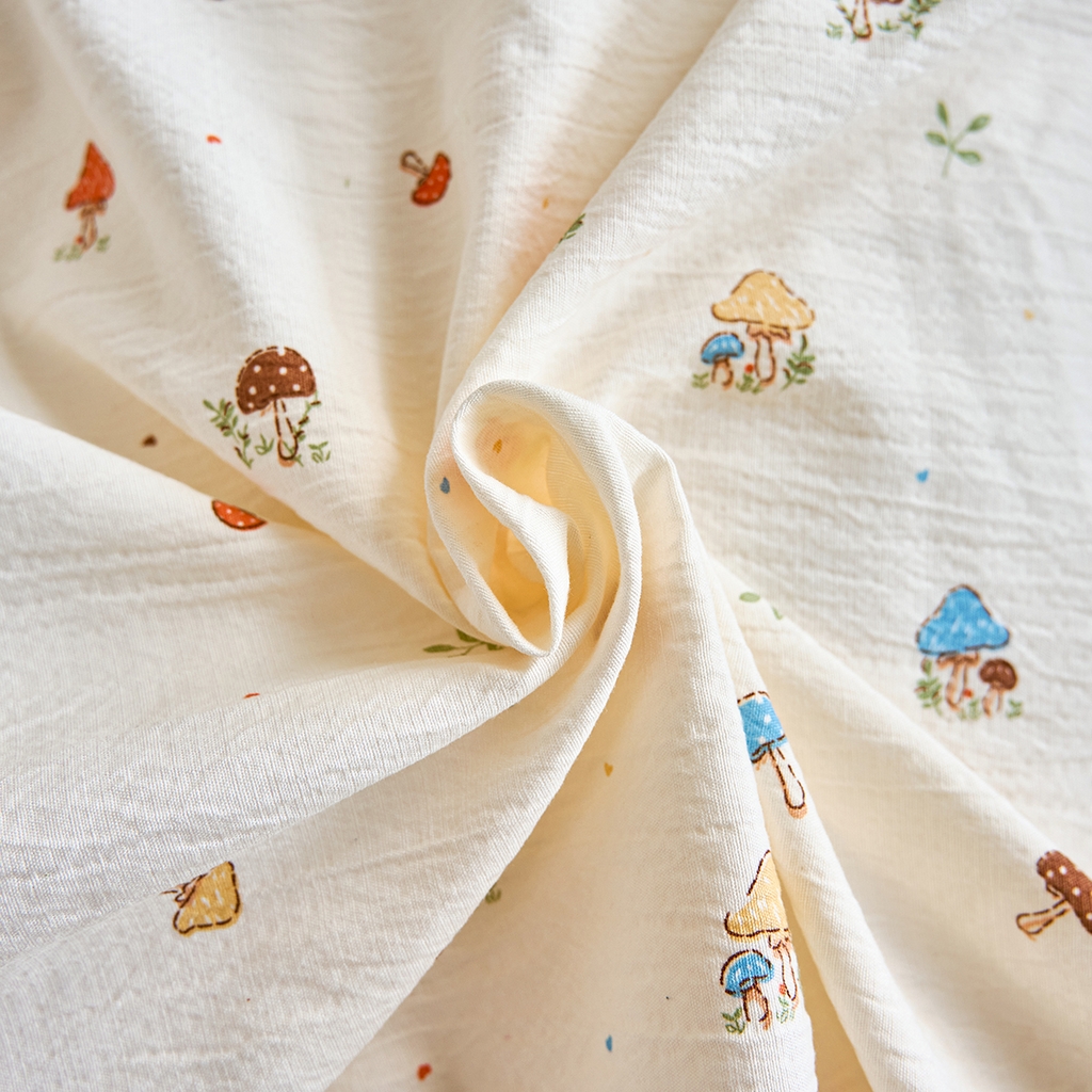 91家纺网 家纺一手货源 找家纺 钰锦珀家纺 2026春夏新款云感皱皱纱镂空花边三件套四件套 奶油蘑菇